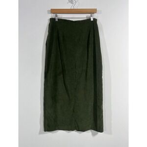 First Option VTG 90s Granola Olive Green Faux Suede Maxi Skirt Womens 10 Earthy